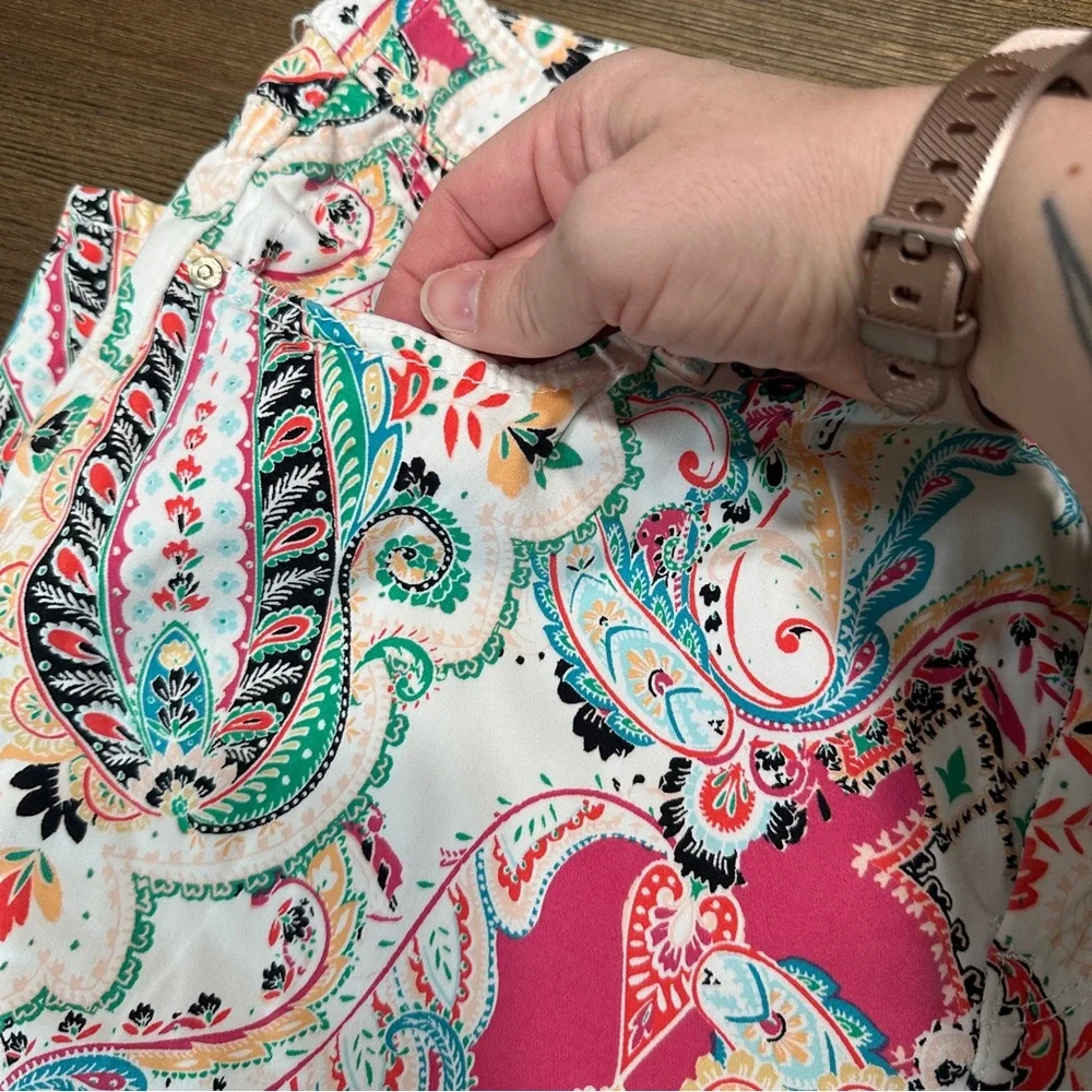 Chico's Multicolor Paisley Slim Leg Crop Pants - Picture 2 of 8